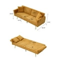 thumbnail image 5 of Corduroy Sofa Bed with Folding Armrests, Yellow, 79 Inch Length, 70.48 lbs Weight, Foam and Spring Seat, 2-Seater, Adjustable Backrest for Small Living Room Apartment Dorm Office, 5 of 6