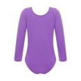 thumbnail image 2 of Yartina Girls Fleece Lined Bodysuit Long Sleeve Ballet Leotard Kids Dance Undergarment Thermal Purple 140, 2 of 7