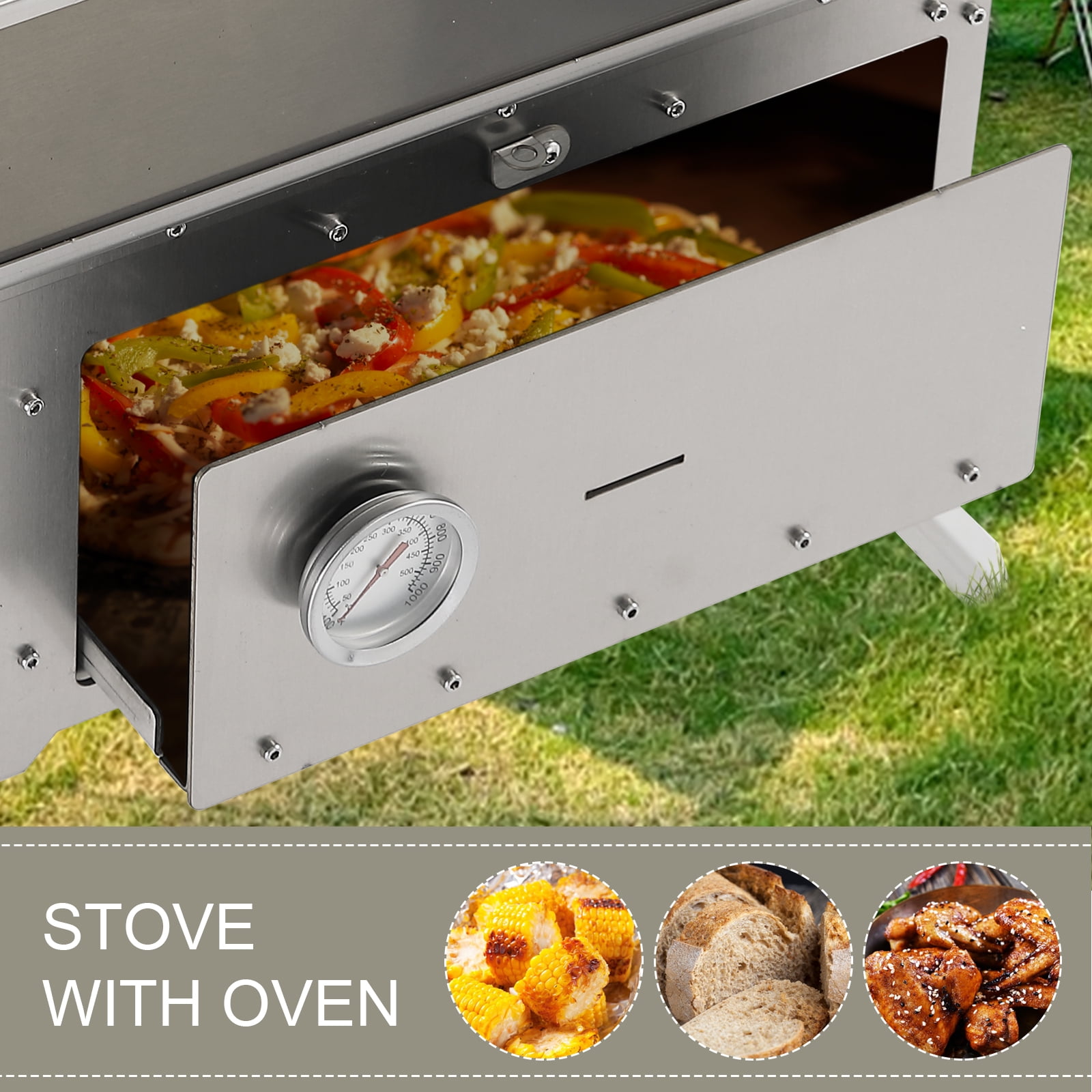 Wood Burning Stove with Oven - Portable Pellet Stove with Chimney Pipes, 304 Stainless Steel Construction Outdoor Hot Tent Camping Stove for Winter, Hunting, Cooking, Hiking, Fishing