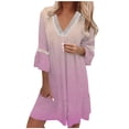 thumbnail image 1 of Robes de Printemps pour Femmes 2023 Robe Décontractée de Villégiature Col en V avec Dentelle et Manches Cloche 3/4 Longueur Genou, 1 of 5