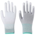 thumbnail image 4 of Guantes de trabajo blancos libres de polvo con revestimiento de dedos antiestático de nailon PU y revestimiento de inmersión en la palma, 4 of 5