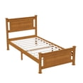 thumbnail image 6 of Zimtown Twin Bed Frame,Solid Pine Wood Platform Bed Frame, Bedroom Bed with Headboard, Brown, 6 of 8