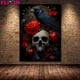 thumbnail image 3 of Pintura en lienzo de murciélago, Gato Negro, bruja, búho antiguo, Cuervo, arte de pared, Animal bruñido oscuro, póster de arte gótico Vintage e impresión, decoración del hogar, 3 of 3