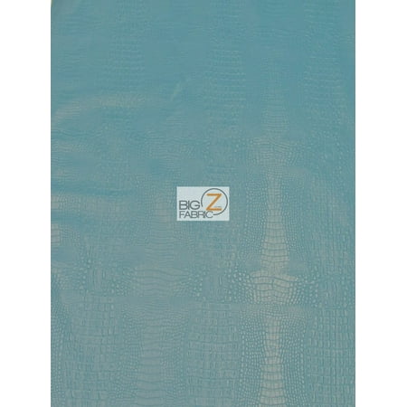 Alligator Embossed Vinyl Faux Leather Pleather Fabric / Icy Turquoise / Sold By The Yard