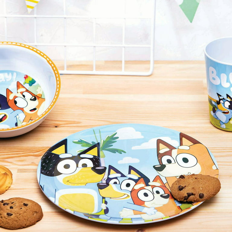 Zak Designs 5 Pcs Kids Dinnerware Set Melamine Plate Bowl Tumbler Flatware Bluey Perfect for Kids, Size: 5 Piece Set