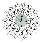 Large Mirror and Crystal Abstract Leaf Wall Clock