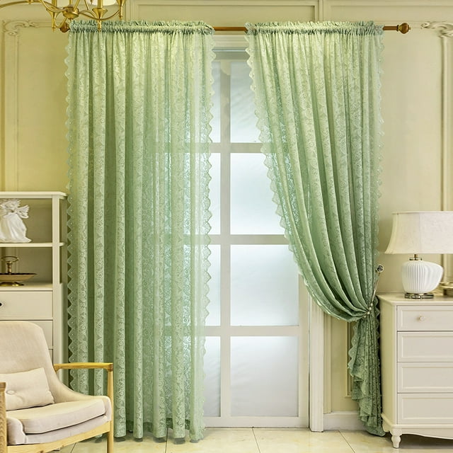 Innerwin Tringle à Rideaux Poche Draperies Traitements Panneau de Rideau de Fenêtre Solide Luxe Filtrant la Lumière Lin Texturé Décoration Maison Vert L:55"x H:104 Pouces/ 140cm*265cm