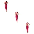 thumbnail image 4 of Minnieouse Lady Indian Belly Dance Pants Dancing Lace-up Back Top Costume Set Sexy Adult Ladies Bellydance Performance Rose Type1 NO1, 4 of 6