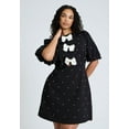 thumbnail image 3 of ELOQUII Women's Plus Size Pearl Mini Dress With Bows, 3 of 4