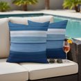 thumbnail image 2 of Outdoor Pillow Covers 26x26 Set of 2, Blue Ombre Stripe Waterproof Patio Throw Pillow Covers for Couch Sofa Chair, Farmhouse Striped Modern Abstract Art Decorative Pillowcases for Throw Pillows, 2 of 9