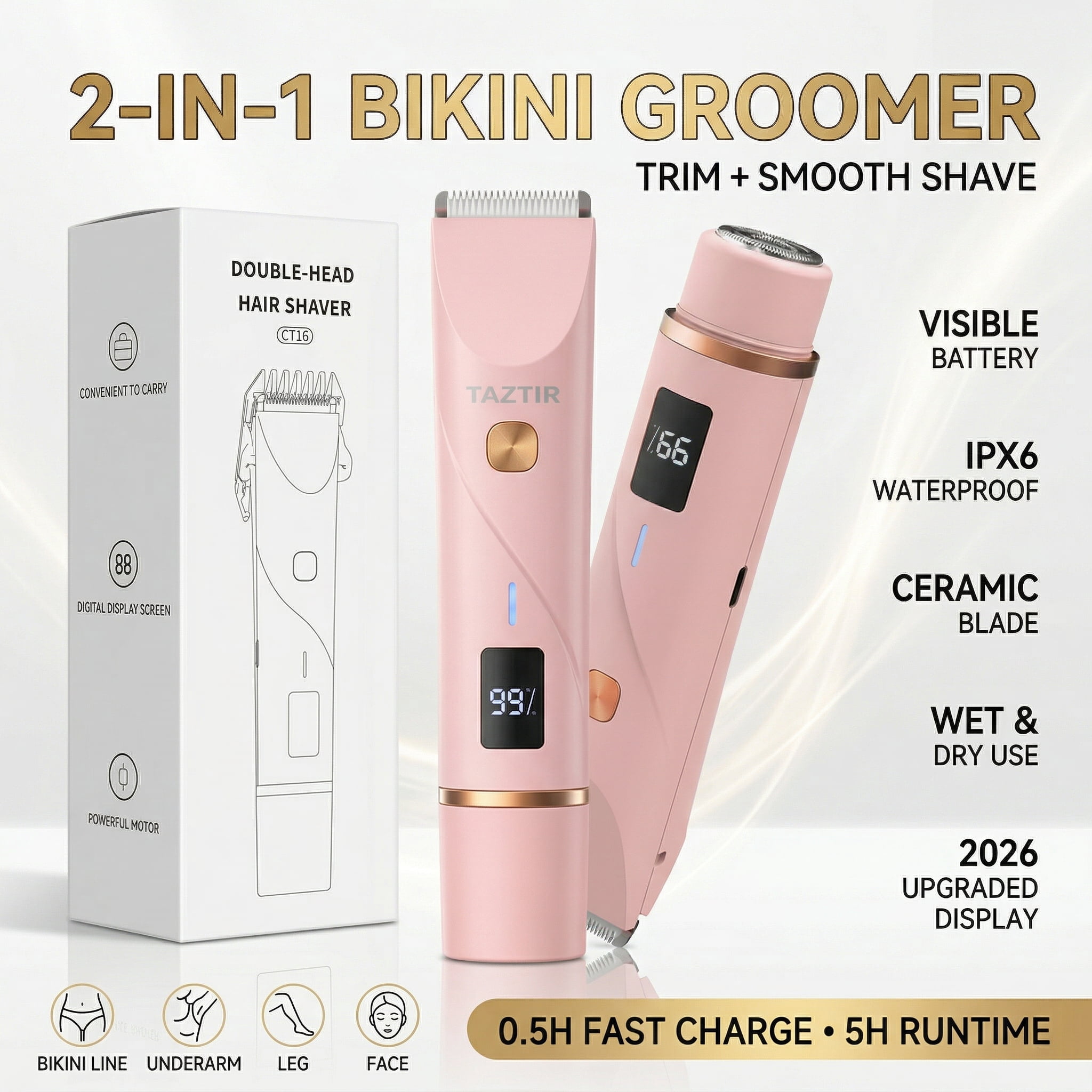 Hatteker Electric Shaver for Women Lady Epilator Kit Hair Remover