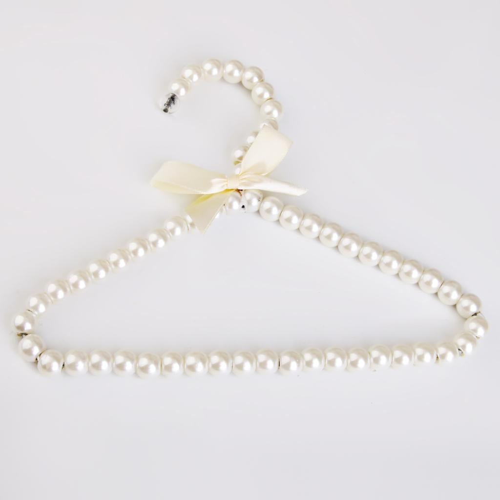Dualoai 5Pcs White Pearl Bow Clothes Hangers Hook Rack for Baby Kids Halloween Christmas