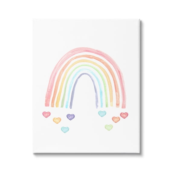 Stupell Industries Rainbow with Falling Hearts Landscape Painting Gallery Wrapped Canvas Art Print Wall Art, 16 x 20