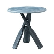 Powell Oreana Coastal Round Indoor Accent Side Table, 22" Tall, Blue/Gray