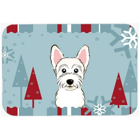 

Winter Holiday Westie Glass Cutting Board Large