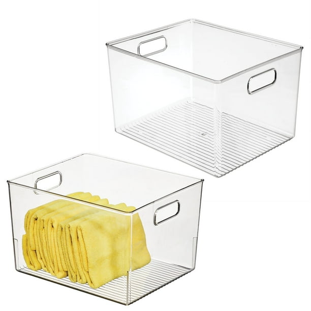 mDesign Large Plastic Garage Storage Bin Box Container with Handles for