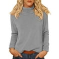 thumbnail image 1 of Comdrip Hauts pour Femmes Manches Longues Chemises pour Femmes Coupe Ample Col Roulé Haut Décontracté Automne Hauts Légers Chandails Chauds Hauts Col Roulé pour Femmes Gris m, 1 of 5