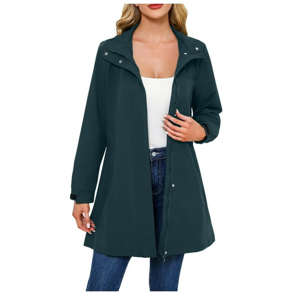 TJAZFJPA Jacket for Women Women's Detachable Hood Water Windbreaker Women's Solid Color Long Sleeved Thin Coat Plus Size Jackets for Women Corduroy Jacket