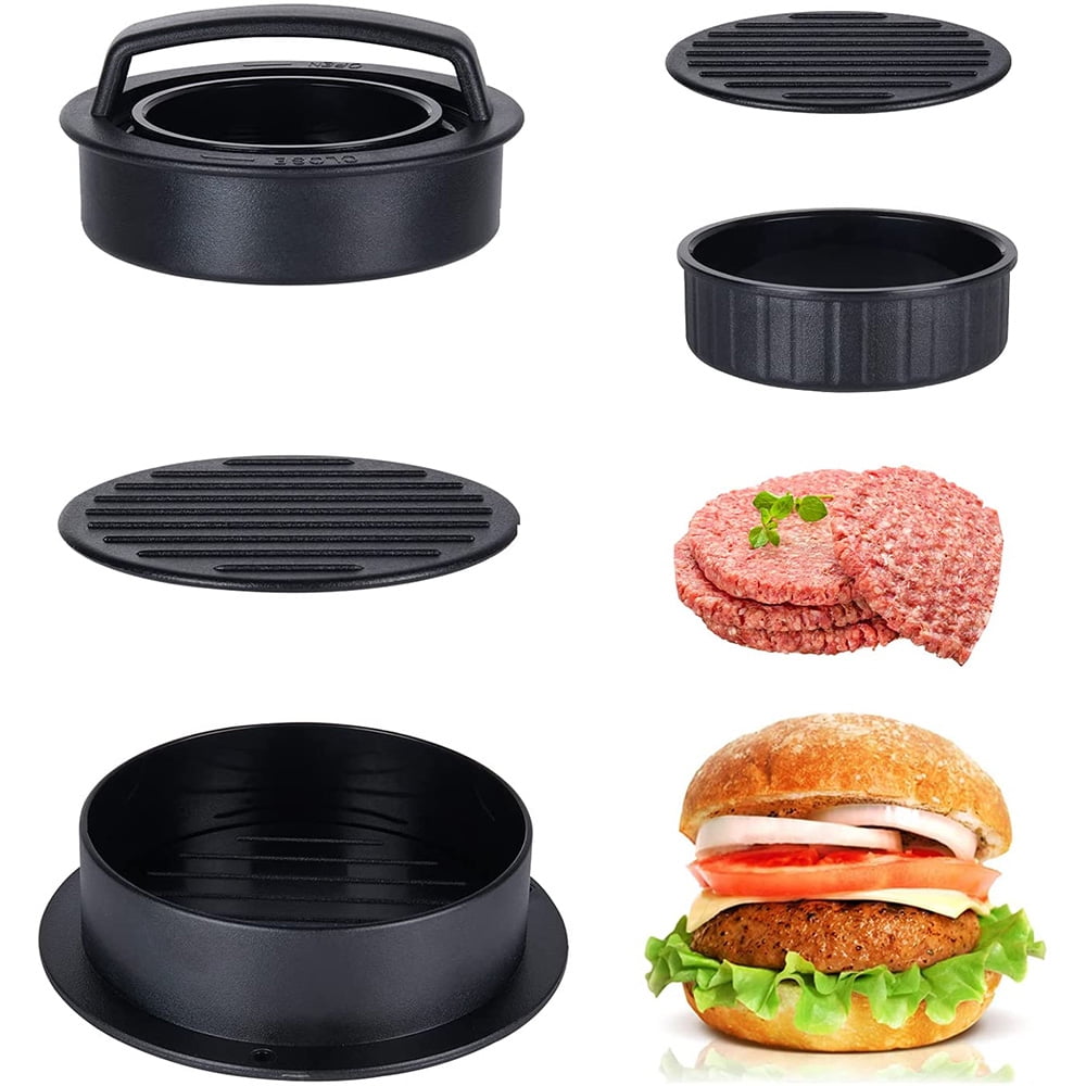 wuzhanbo Stuffed Burger Press,3 in 1 Hamburger Patty Maker,Non Stick Burger Patties Cookery Mold to Make Stuffed Burger, Sliders Burger, Beef Burger,with 100