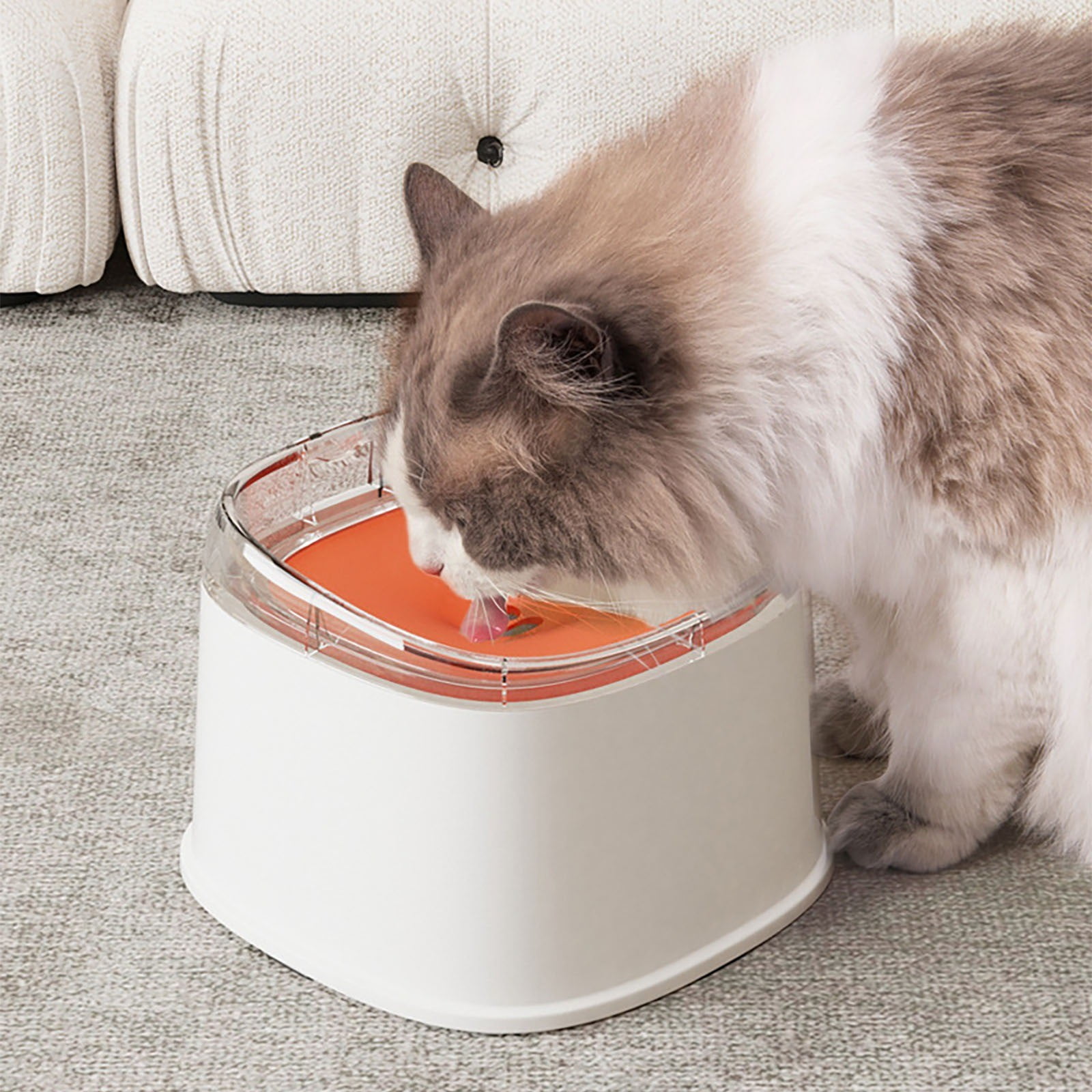 Pet Buoyant Water Dispenser for Cats Dogs Outdoor Indoor Use White Orange Automatic Drinking Feeder