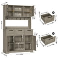 thumbnail image 7 of Homfa 72'' Kitchen Pantry Buffet Hutch, 4 Doors 3 Drawers Cupboard with Countertop & Adjustable Shelves, Farmhouse Storage Cabinet for Dining Room,Gray, 7 of 7