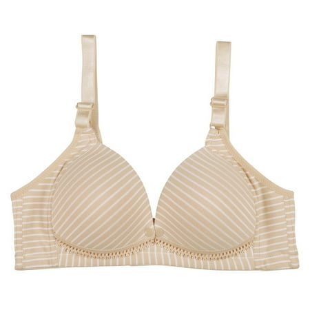 

Romantic Bra Women Fashion Stripes Bra Push Up Seamless Cotton Lady Bras Beige 34/75B