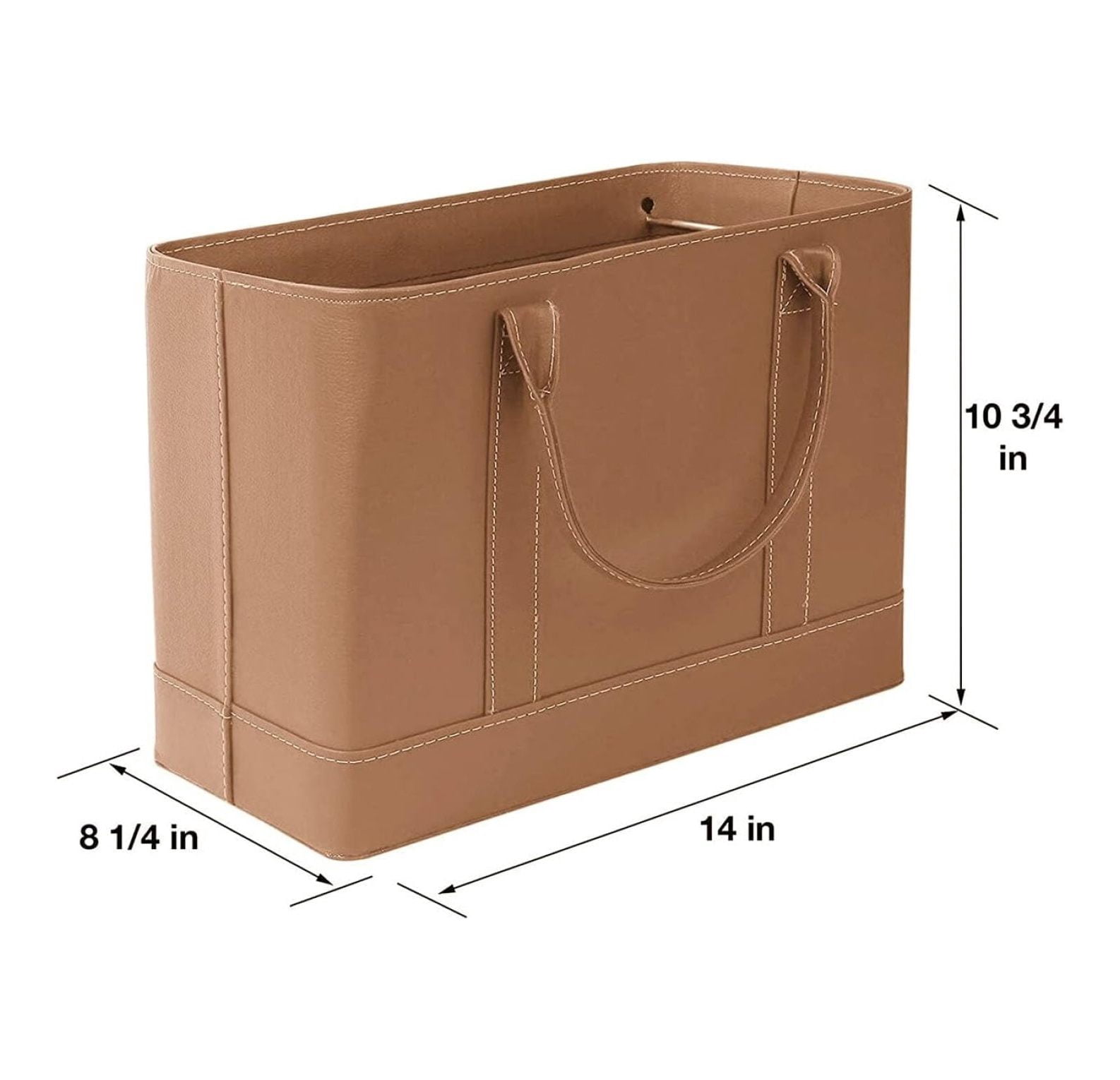 Chic File Organizer Tote - Important Document Organizer Bag, Portable File Box with Handle, Brown