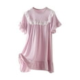 thumbnail image 2 of Abomasnow Womens' Cotton Nightgown Short Sleeve Princess Sleepwear Vintage Victorian Nightshirt Lounge Dress for 2-15 Years, 2 of 3