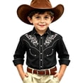 thumbnail image 4 of FINALGANG Boy's Western Cowboy Shirt Print Long Sleeve Button Down Shirts Regular Fit Shirt Casual Blouses Retro Festive Party Tops For Children 4-5 Years, 4 of 4