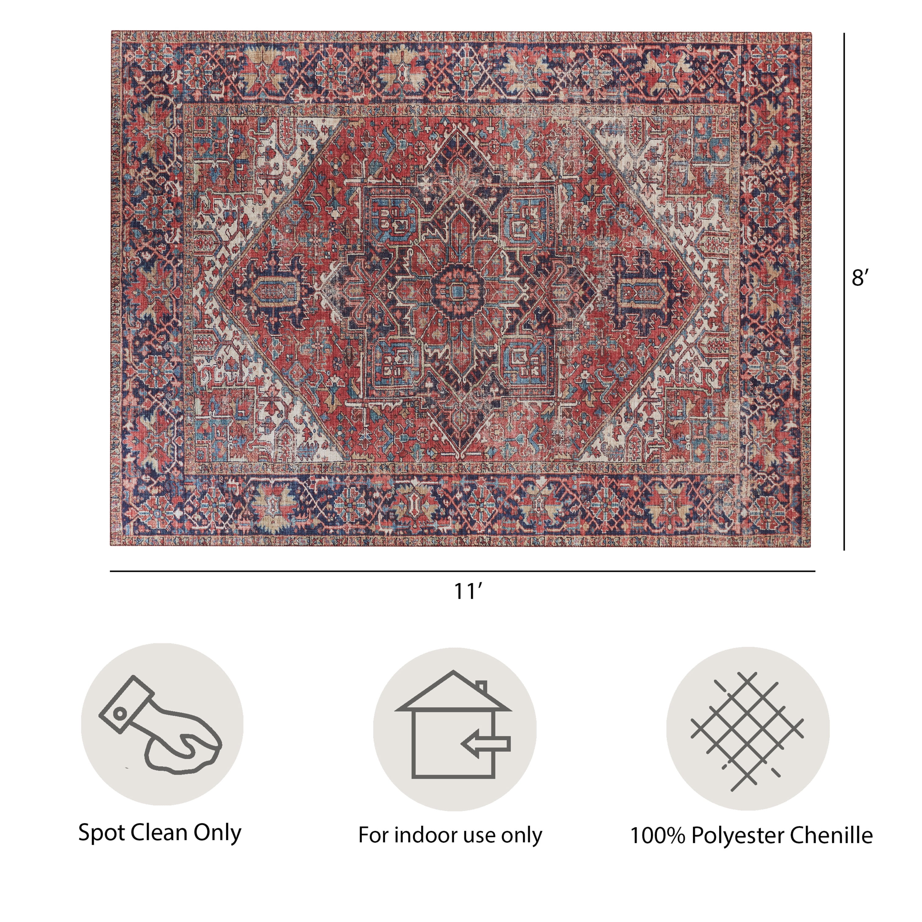 Red Multi Medallion Area Rug, 8' x 11'