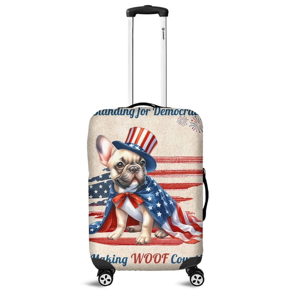 Democratic French Bulldog Making Woof Count Election 2024 Travel Luggage Cover Dog Lover Gifts Suitcase Dust Protective Decor - 01001