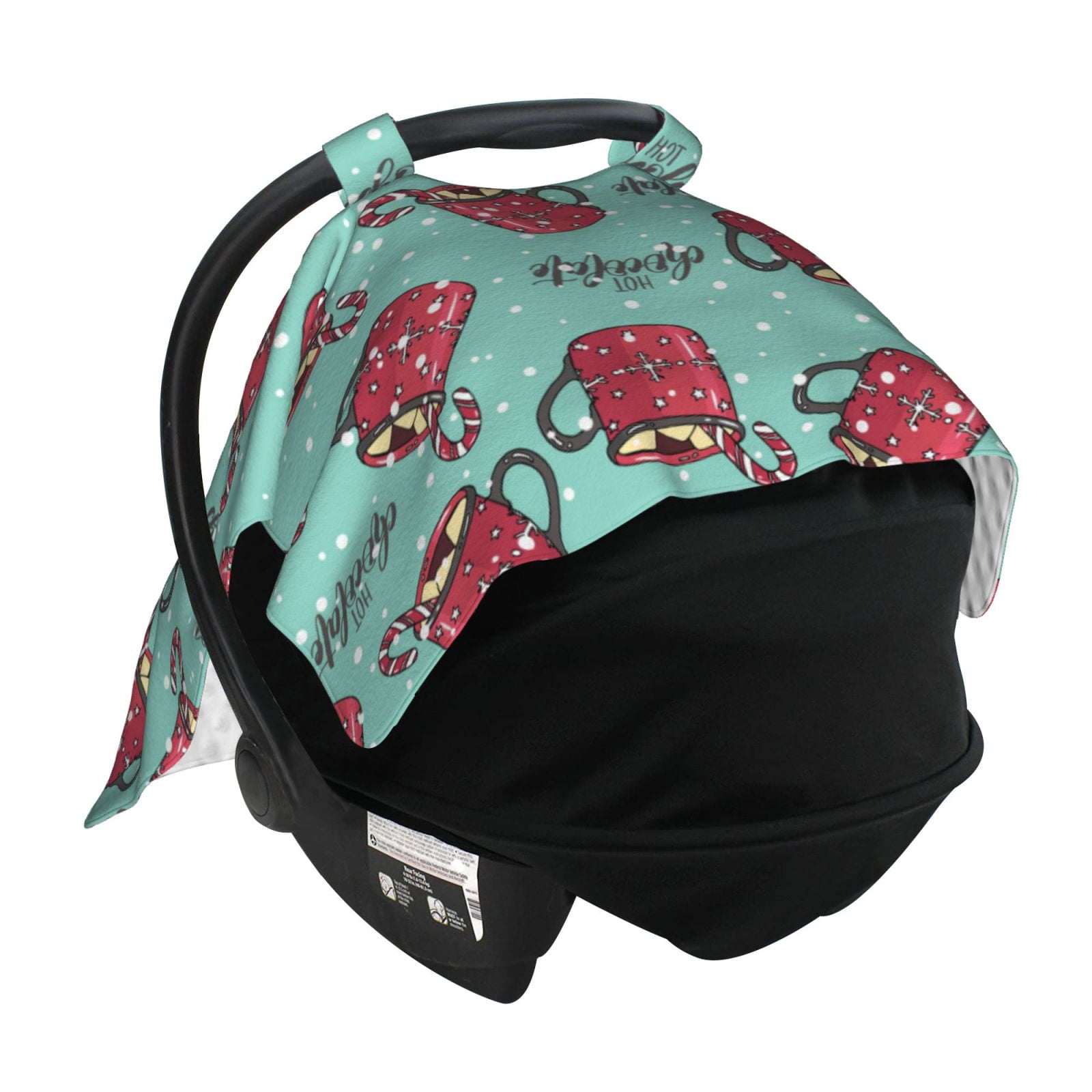 Car Seat Cover Baby - Snowflake Hot Cocoa Breathable Infant Car Seat Cover for Baby Carseat, Lightweight Comfort Baby Essentials Must Haves Newborn Stuff for Girl Boy