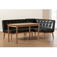 thumbnail image 6 of Baxton Studio Arvid Mid-Century Modern Dark Brown Faux Leather Upholstered 3-Piece Wood Dining Nook Set, 6 of 7