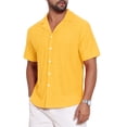 thumbnail image 4 of INSPIRE CHIC Men's Camp Collar Button Down Short Sleeve Hollow Texture Knit Shirts 3XL Yellow, 4 of 6