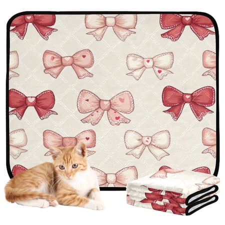 Washable Pet Pee Pads with Super Absorbent Reusable Training Pads for Dogs & Cats Pink and Red Bows
