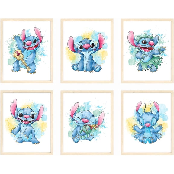 Canvas Stitch Posters for Kids Room Decor, Playful Alien Posters for Boys and Girls Bedroom, Tropical-Themed Wall Art 8x10 inch Unframed