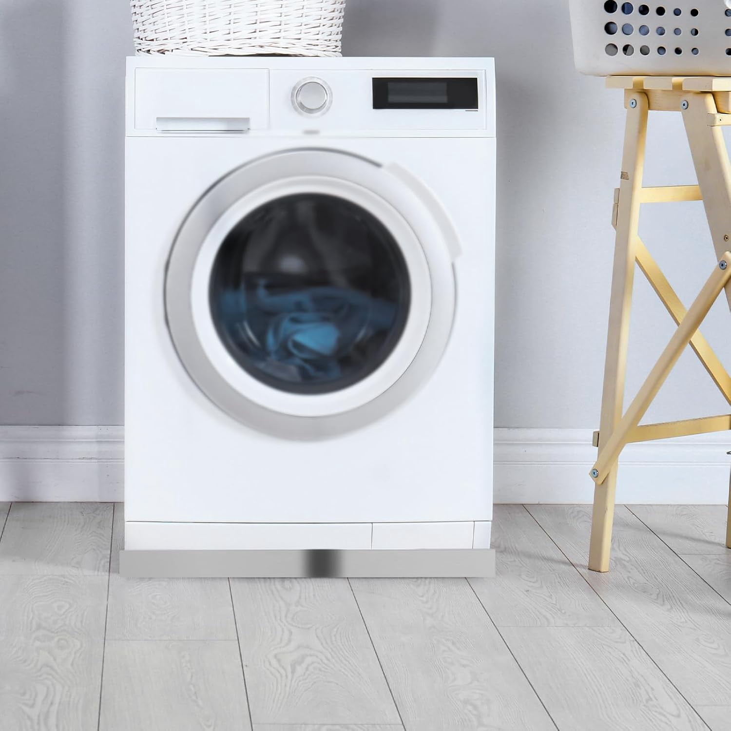 Miumaeov 30*30*1.5in Washing Drain Pan, Heavy Duty 304 Stainless Steel Washing Machine Tray Washing Machine Pan with Drain Hole&Hose Adapter, for Most Models Of Washers & Appliances.