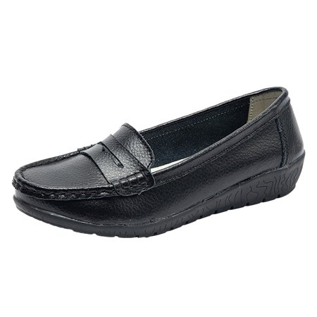 

Pyhlmscde Women s Loafers Closed Round Toe Wedge Flat Shoes Hollow Leather Soft Sole Lightweight Non-Slip Outdoor Driving Mom Work Walking Shoe