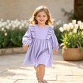 thumbnail image 6 of OJSFQUFP Toddler Girls Long Sleeve Dress Ruffle Shoulder A‑Line Casual Dresses for Little Girl, 6 of 9
