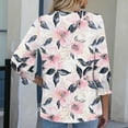 thumbnail image 6 of JTZGDY Button Henley Shirts for Women Ethnic Floral Printed 3/4 Smoked Sleeve Crewneck Pullover Tops Loose Oversized Dressy Tunic Blouse Pink#01 XXL, 6 of 8