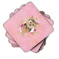 thumbnail image 2 of Carolines Treasures CK4220FC Norwich Terrier Pink Flowers Foam Coaster Set of 4 3 1/2 x 3 1/2 multicolor, 2 of 4