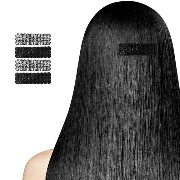 SWETRACE Flat Hair Clips For Women 4Pcs Silver Rhinestone Korean Fashion Design