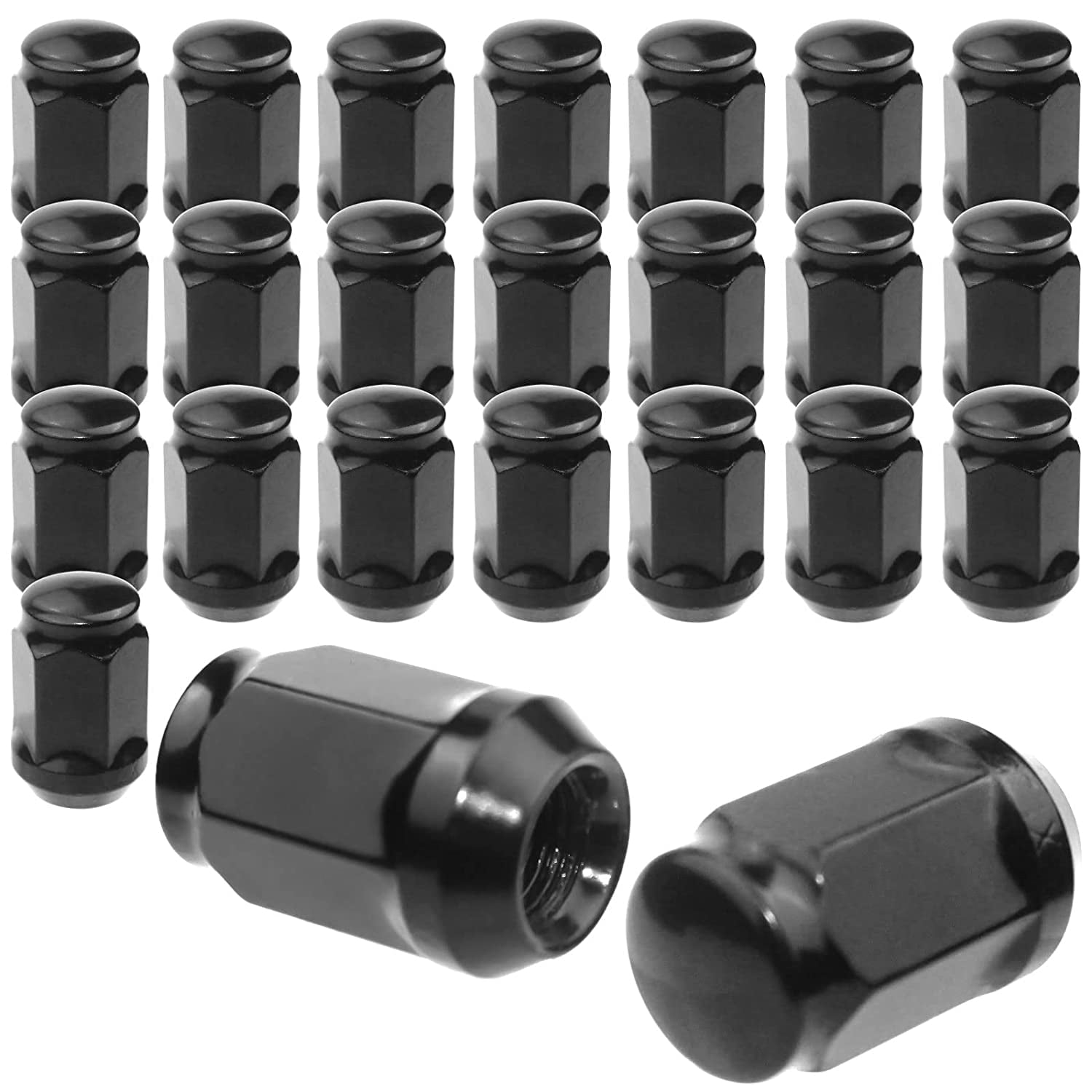 24pcs 14mmx1.5 Wheel Lug Nuts,Black Lug Nuts M14x1.5 Fits for Dodge Magnum Charger Chevy
