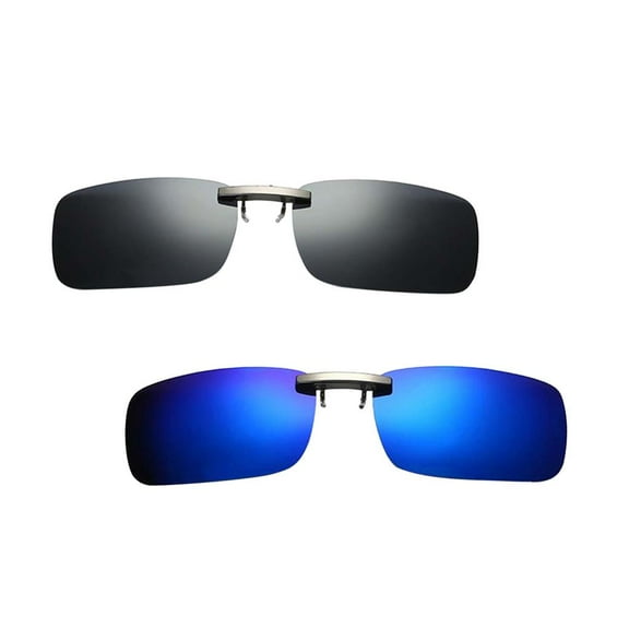 Pack of 2 Polarized Clip On Up UV400 Driving Rectangle Sunglasses Womens