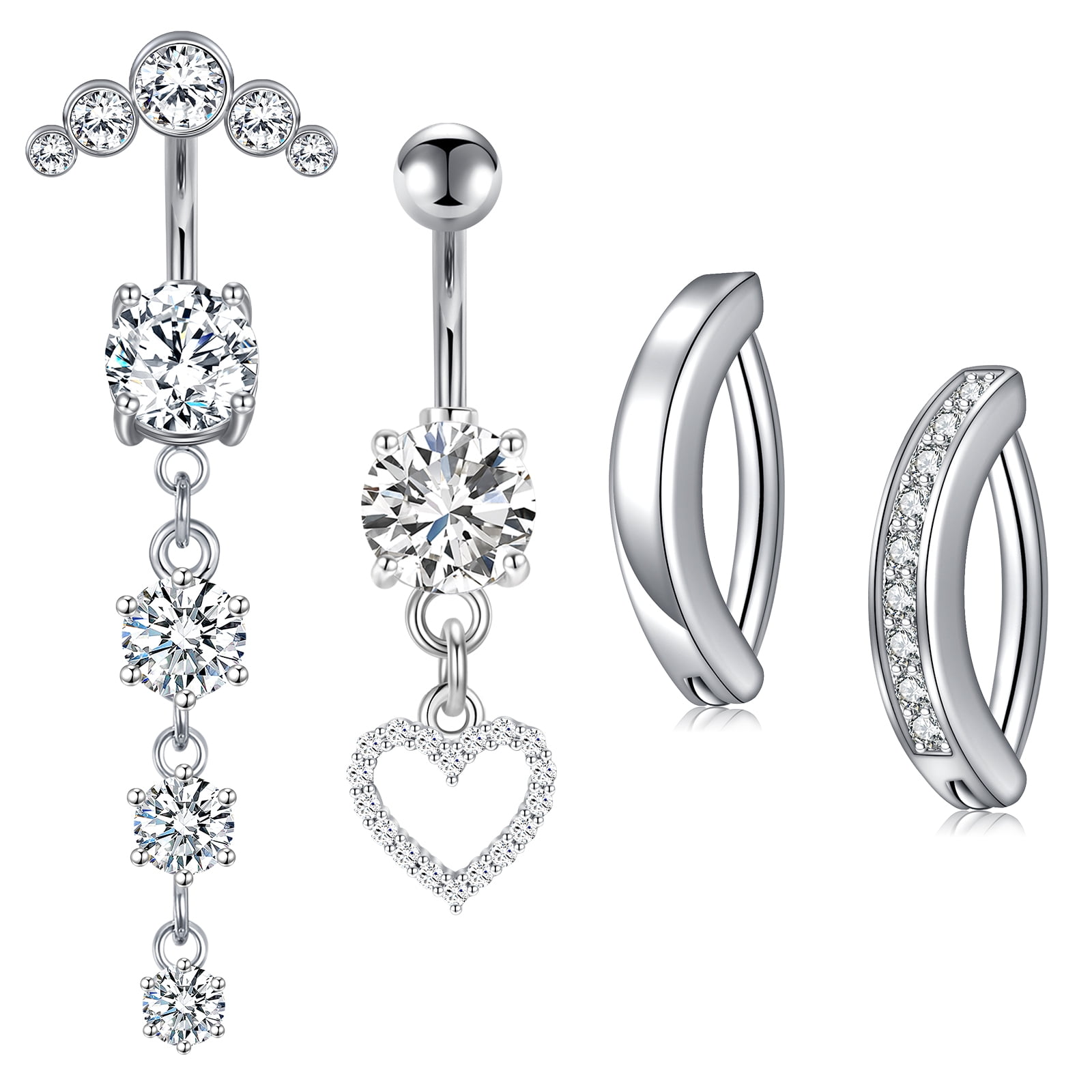 Briana Williams 14G Dangle Belly Button Rings Dangling CZ Belly Rings