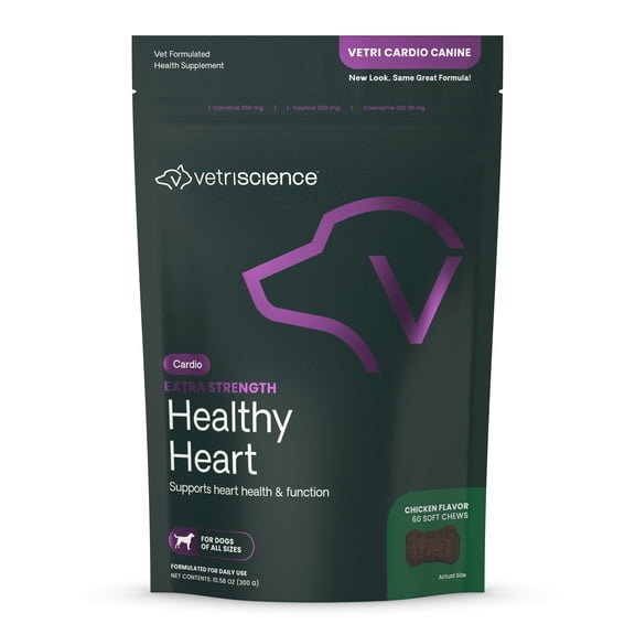 VetriScience Extra Strength Healthy Heart Chews for Dogs, Chicken, 60 Count
