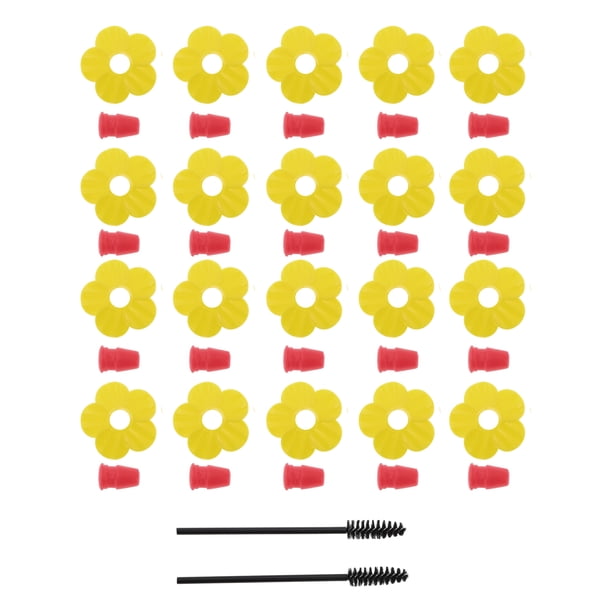 Repuestos de Comedero para Colibríes Unique Bargains 20 Pcs con 2 Pcs de Cepillo Flores de Reemplazo para Comedero de Colibríes Componentes Plásticos Atrae Colibríes Amarillo