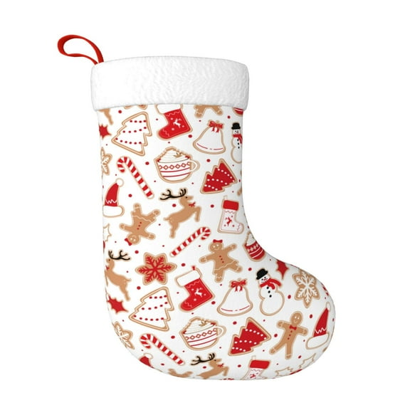 Fuzoiu Gingerbread Holiday Sweets Print Christmas Stockings, Party Supplies & Kids Gifts,Big Xmas Stockings Decoration for Family Decorations Hanging Ornament for Xmas Holiday Party