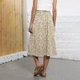 thumbnail image 3 of Difdany Women's Bohemian A-Line Elastic Waist Flowy Midi Skirt with Pockets Orange 2XL, 3 of 7