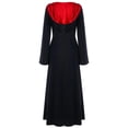 thumbnail image 2 of iEFiEL Womens Dress with Hood Halloween Witches Costume Medieval Renaissance Lace-up Gown Vintage Robe Maxi Dress Red 5XL, 2 of 4